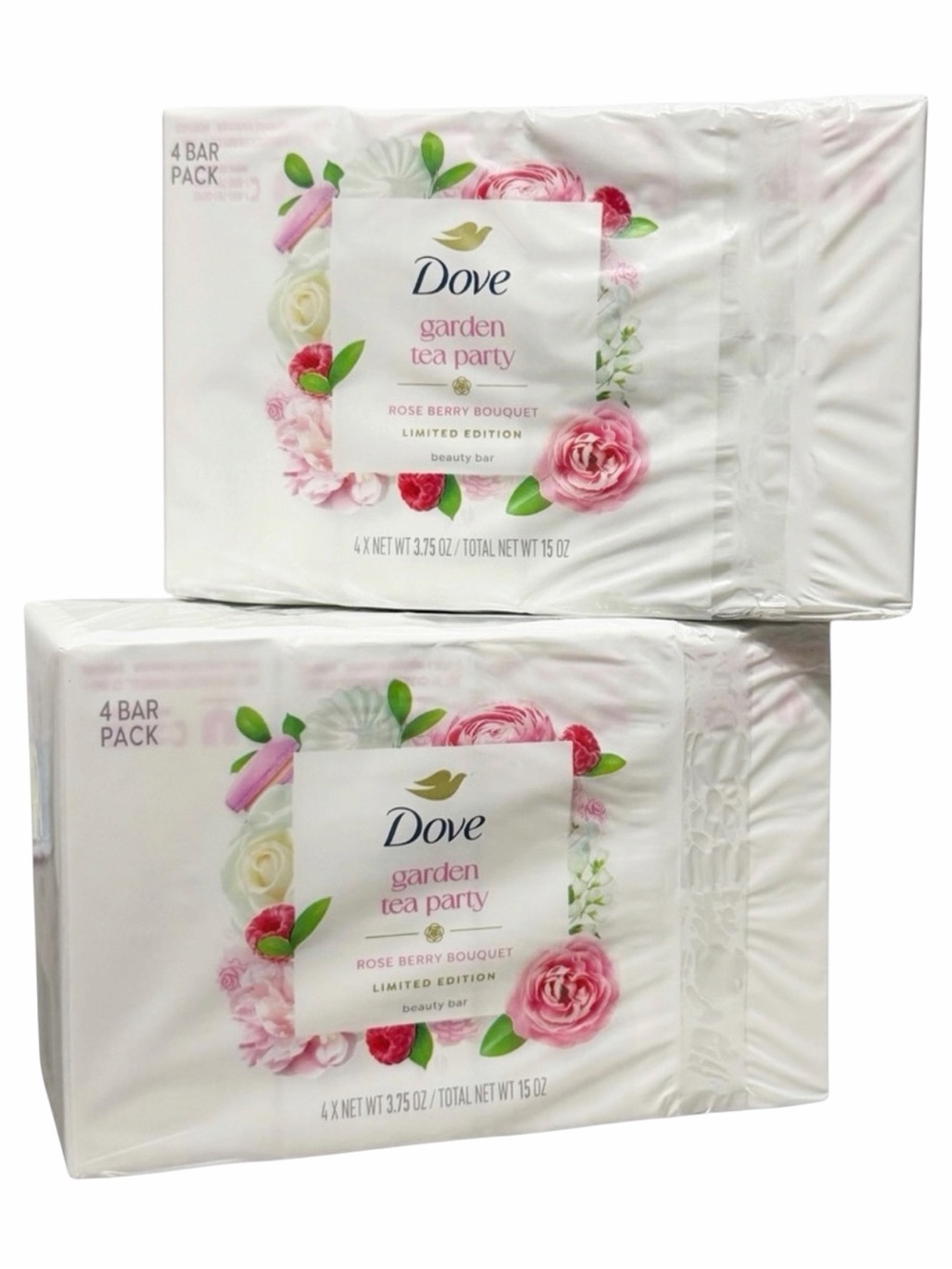 Dove Garden Tea Party Rose Berry Bouquet Limited Edition Beauty Bars - 2 packs